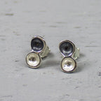 Oorsteker domino zilver oxy / wit