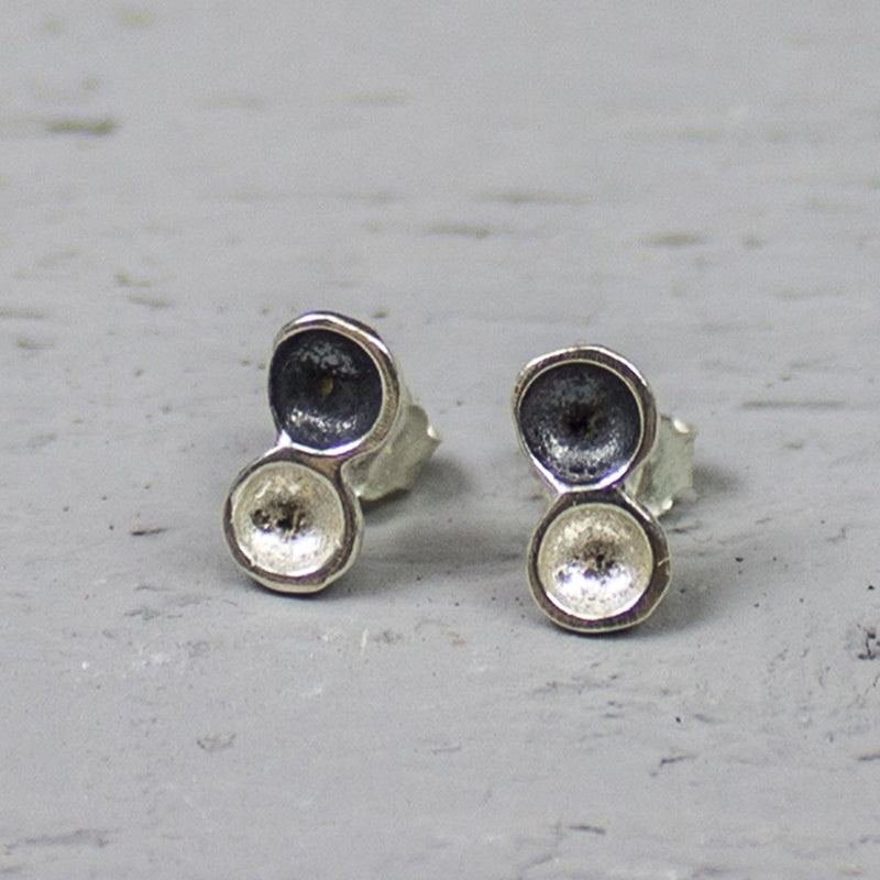 Oorsteker domino zilver oxy / wit