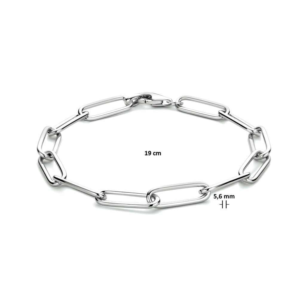 Armband Büroklammer Rundrohr 5,6 mm 19 cm Silber rhodiniert