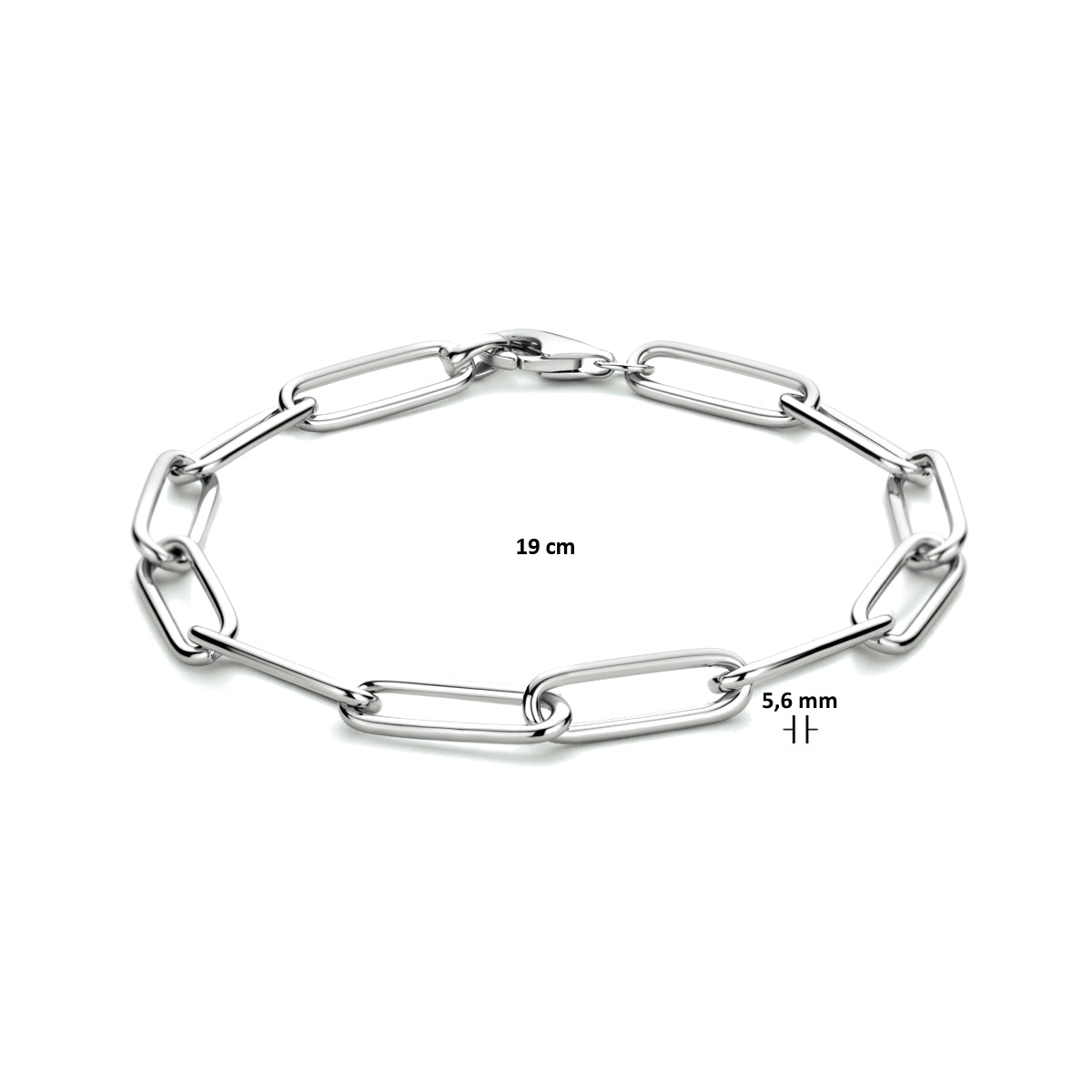 Armband Büroklammer Rundrohr 5,6 mm 19 cm Silber rhodiniert