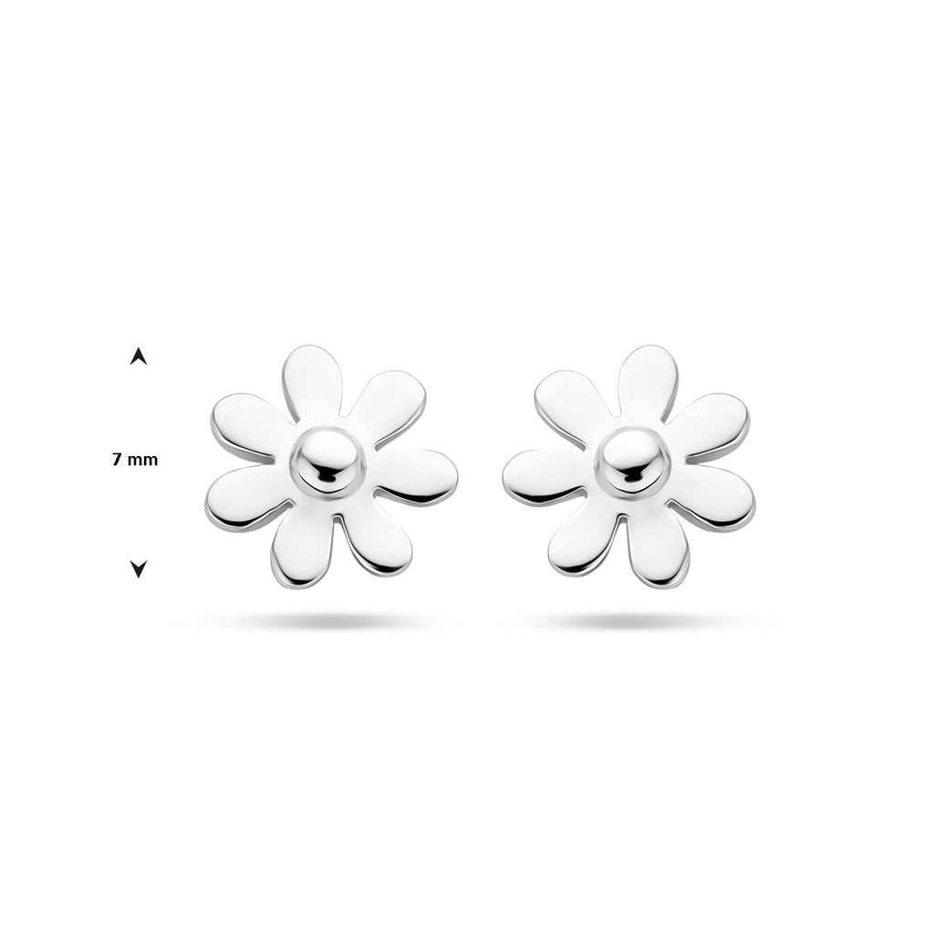 Silber rhodinierte Blumen-Ohrstecker