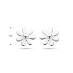 Silber rhodinierte Blumen-Ohrstecker