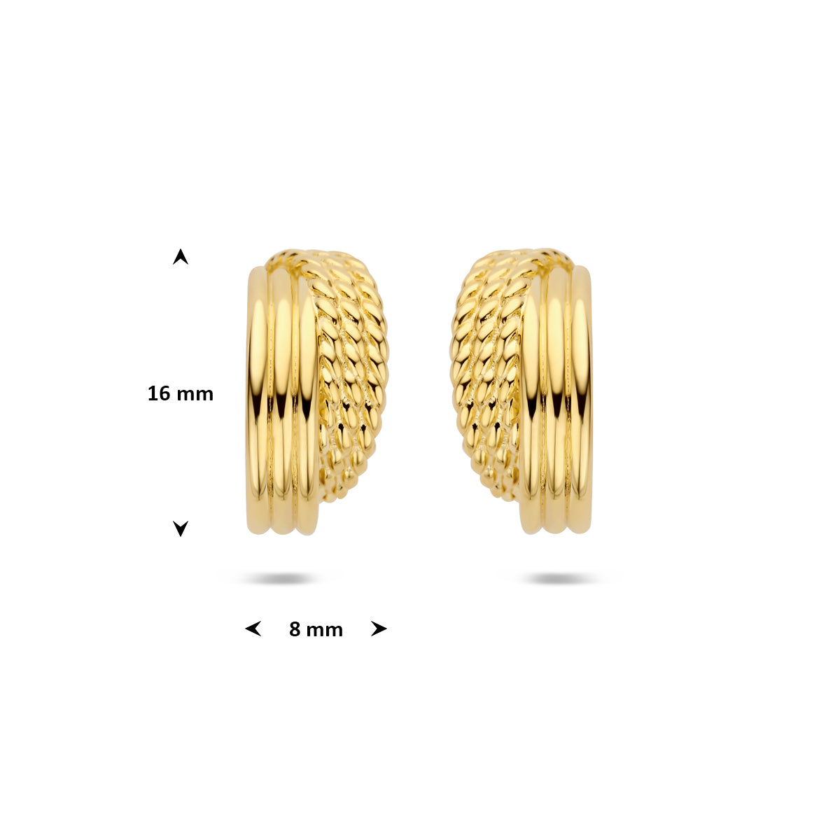stekeroorringen 16 mm 1 micron zilver verguld (geel)