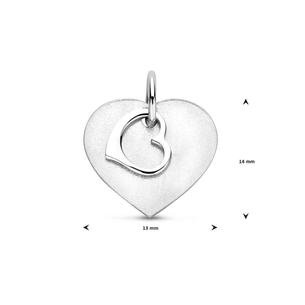 Gravuranhänger Herz poliert/matt 13 mm rhodiniertes Silber
