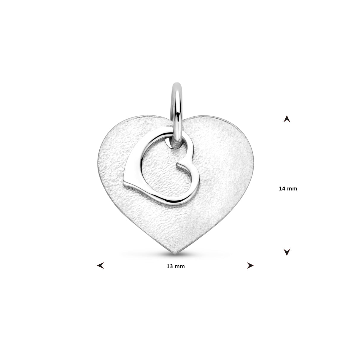 Gravuranhänger Herz poliert/matt 13 mm rhodiniertes Silber