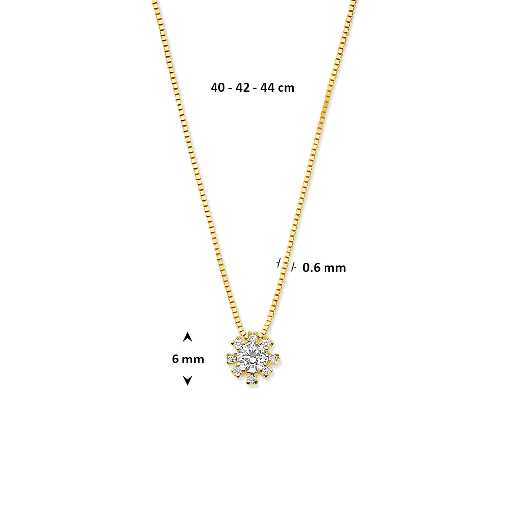 Halskette Rosette Zirkonia 40 - 42 - 44 cm 14K Gelbgold