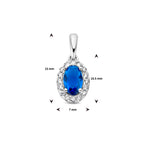 hanger zirkonia saffier halo zilver gerhodineerd