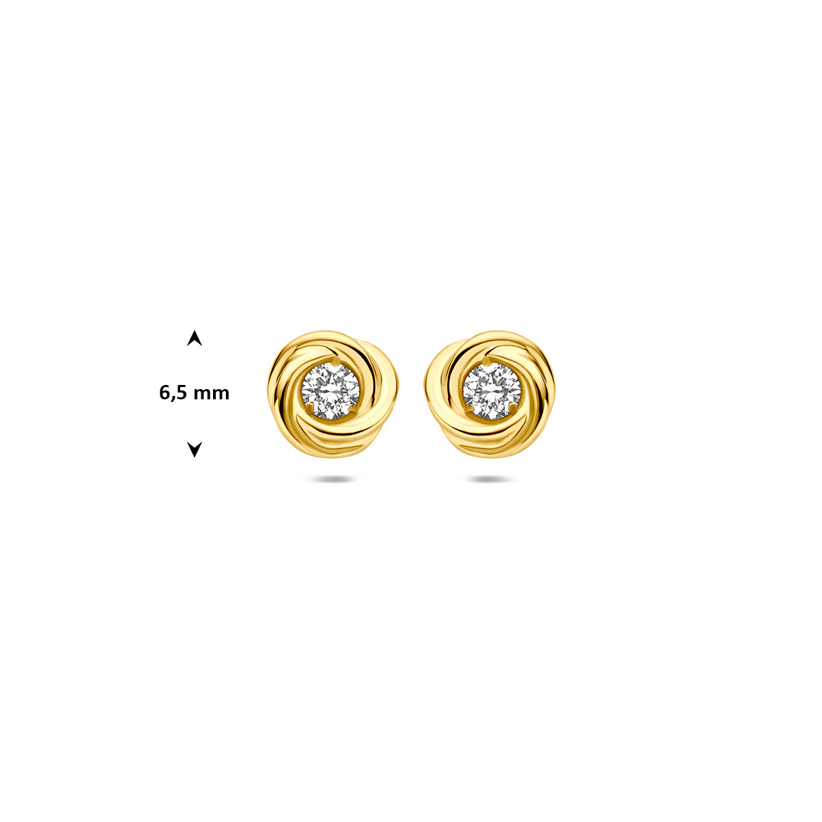 oorknoppen lab grown diamant 0.20ct (2x 0.10ct) f vs 6,5 mm 14K geelgoud - rond
