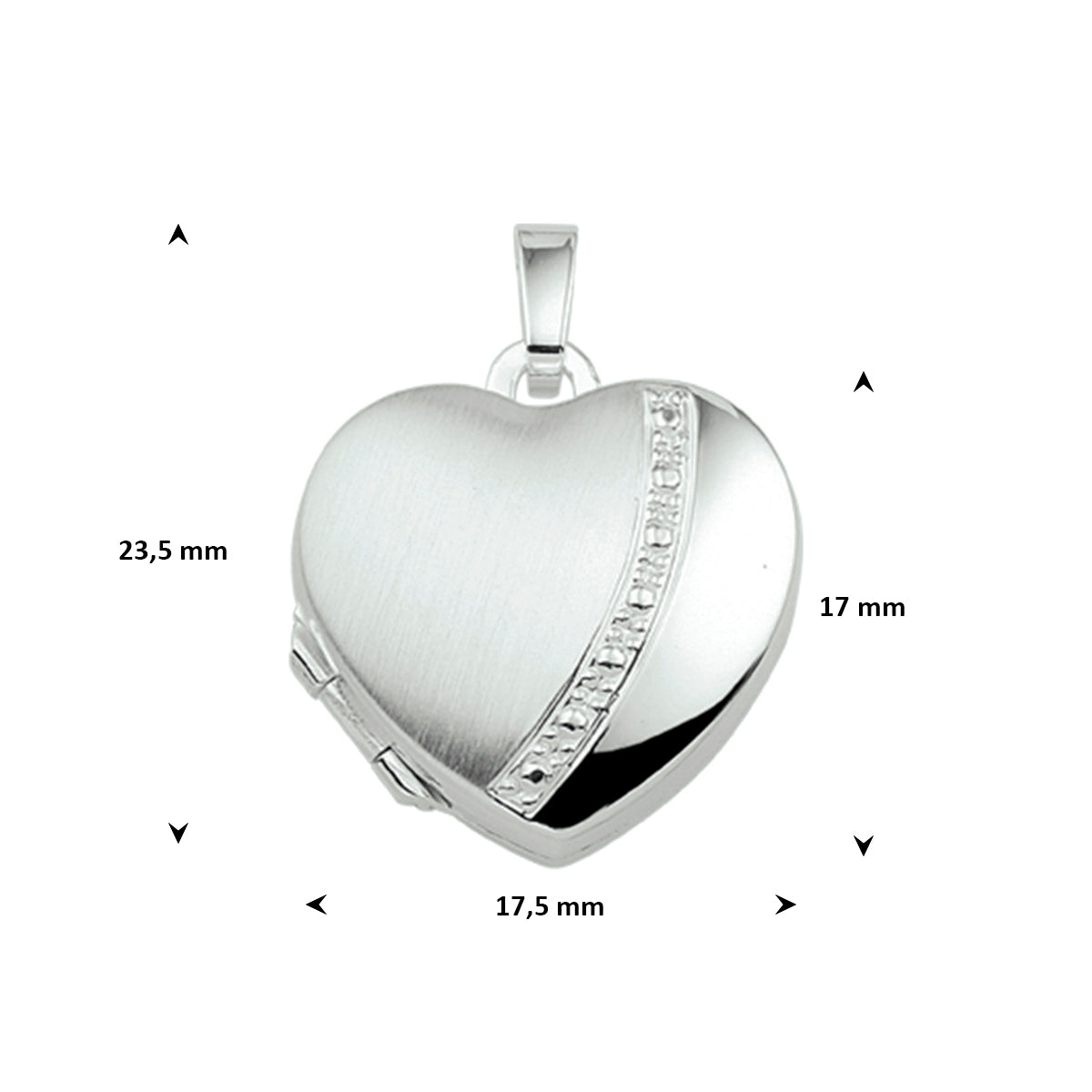 medaillon poli/mat 17 mm zilver wit