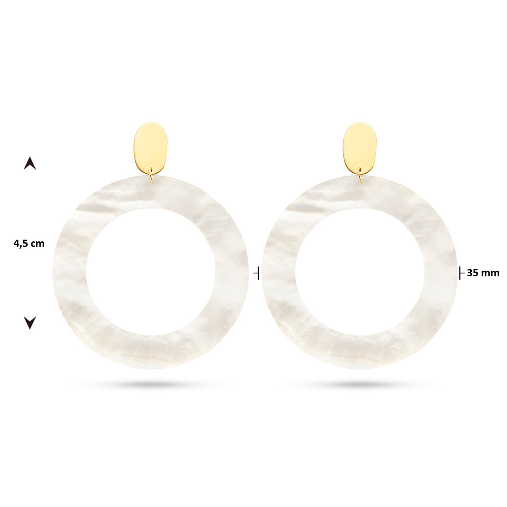 oorhangers rondje parelmoer 14K geelgoud