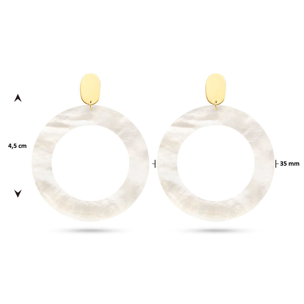 oorhangers rondje parelmoer 14K geelgoud