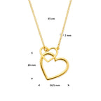 y-collier hartjes 45 cm 3 micron zilver verguld (geel)