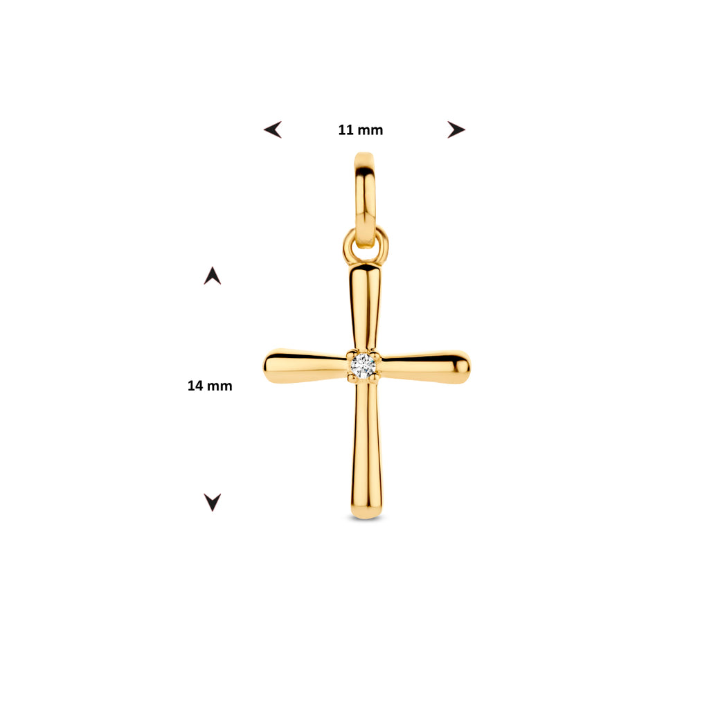 hanger kruis diamant 0.01ct h si 14K geelgoud