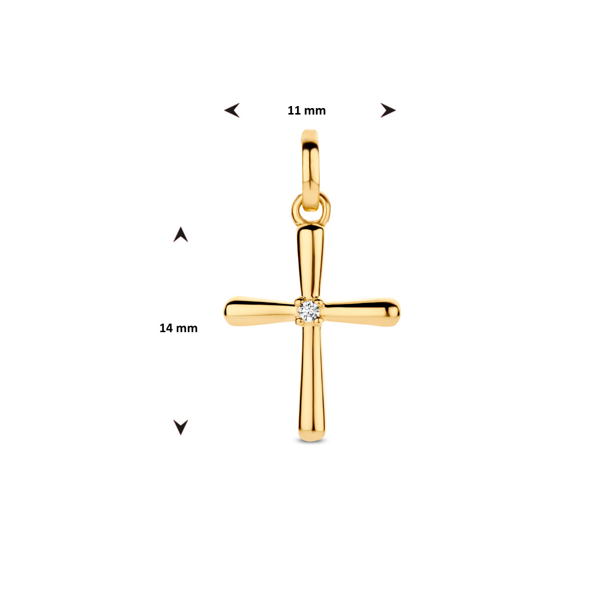 hanger kruis diamant 0.01ct h si 14K geelgoud