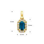 hanger london blue topaas en lab grown diamant 0.08ct f vs 7,5 mm 14K geelgoud