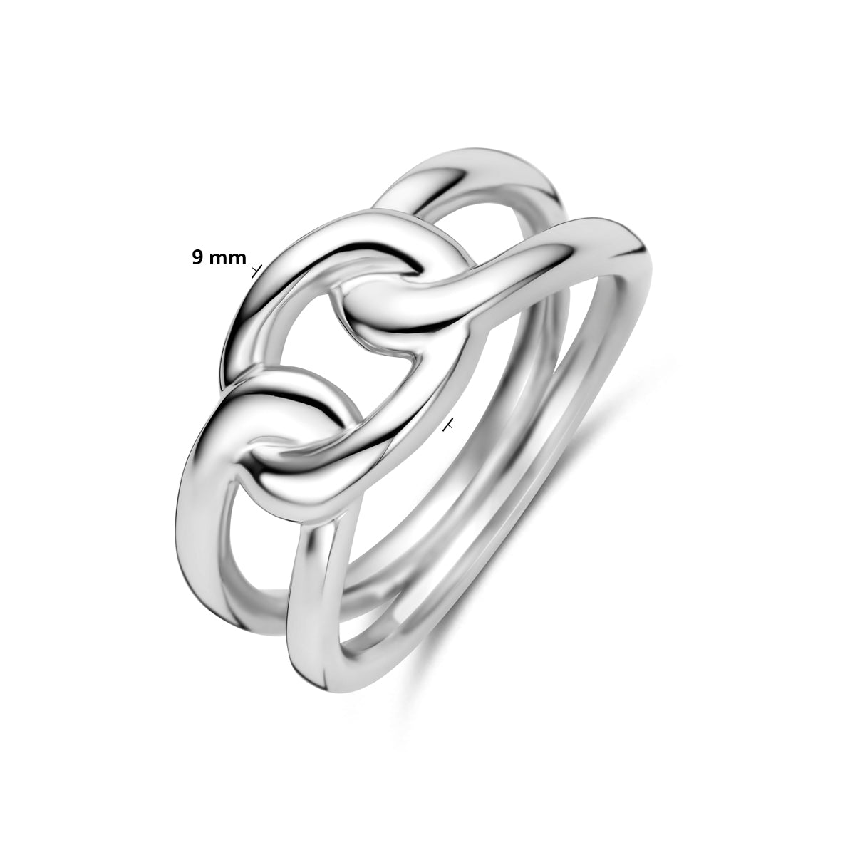 ring schakel zilver gerhodineerd