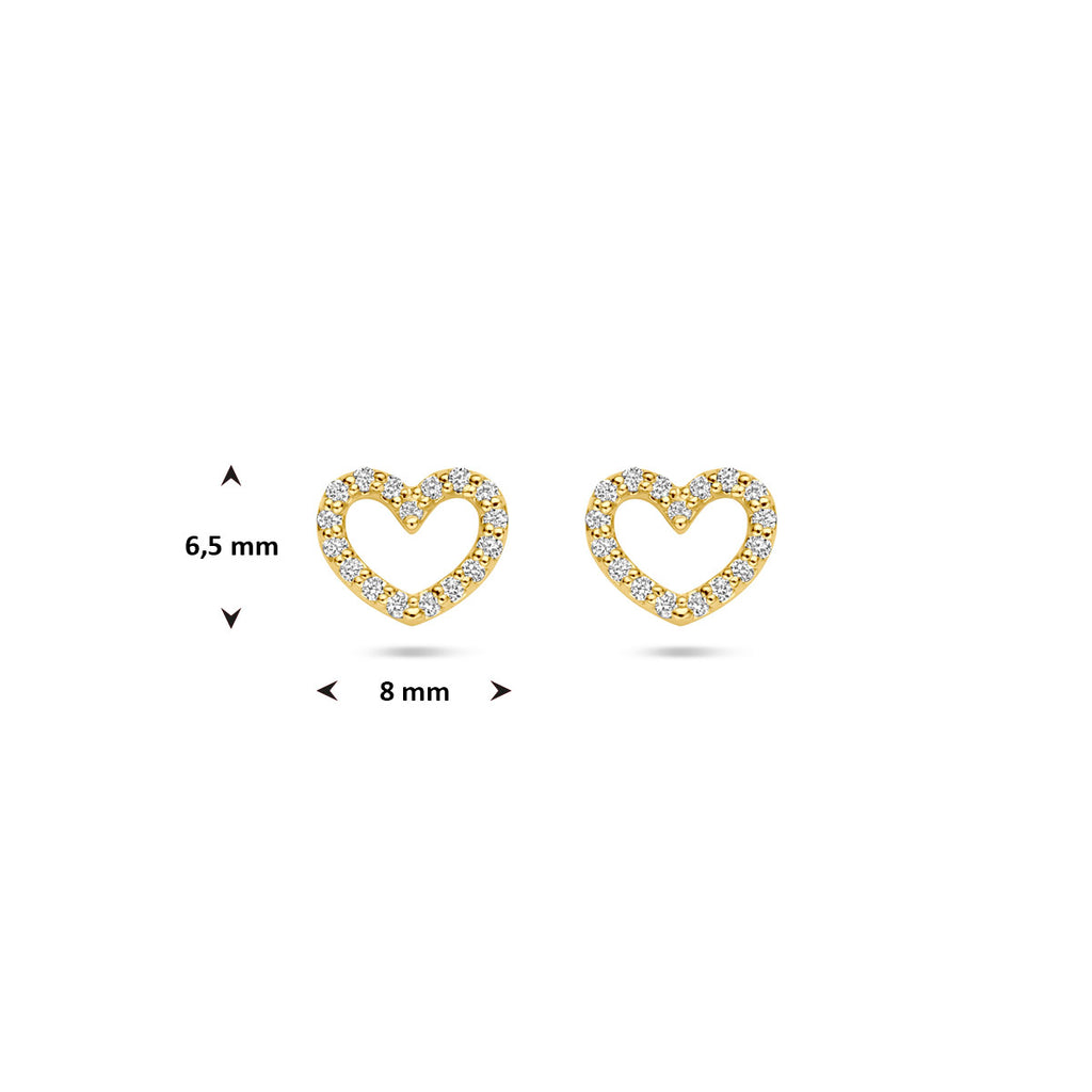 oorknoppen hartje lab grown diamant 0.19ct (2x 0.095ct) g vs 6,5 mm 14K geelgoud