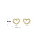 oorknoppen hartje lab grown diamant 0.19ct (2x 0.095ct) g vs 6,5 mm 14K geelgoud