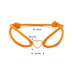 Armband orange Satin Herz 13 - 26 cm 14K Gold mit Gummi/Nylon/Leder