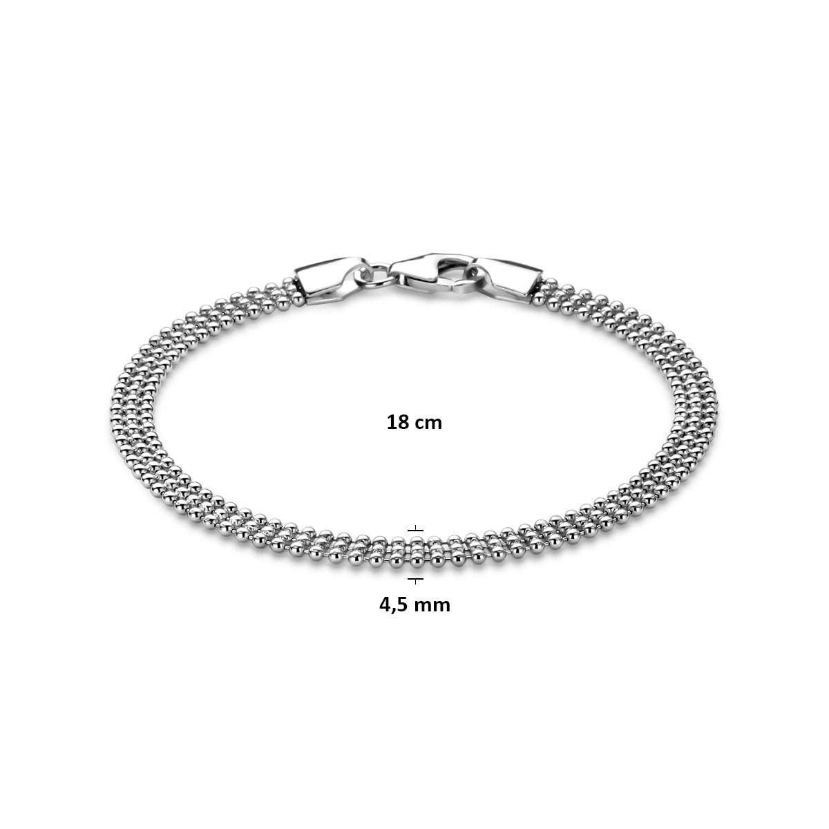 Armband Kugeln 4,5 mm 18 cm Silber rhodiniert
