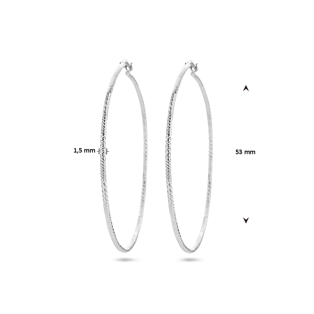oorringen 1,5 mm ronde buis gediamanteerd zilver gerhodineerd