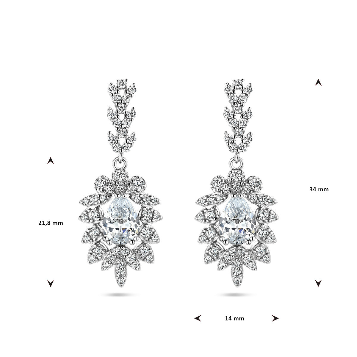 oorhangers zirkonia zilver gerhodineerd