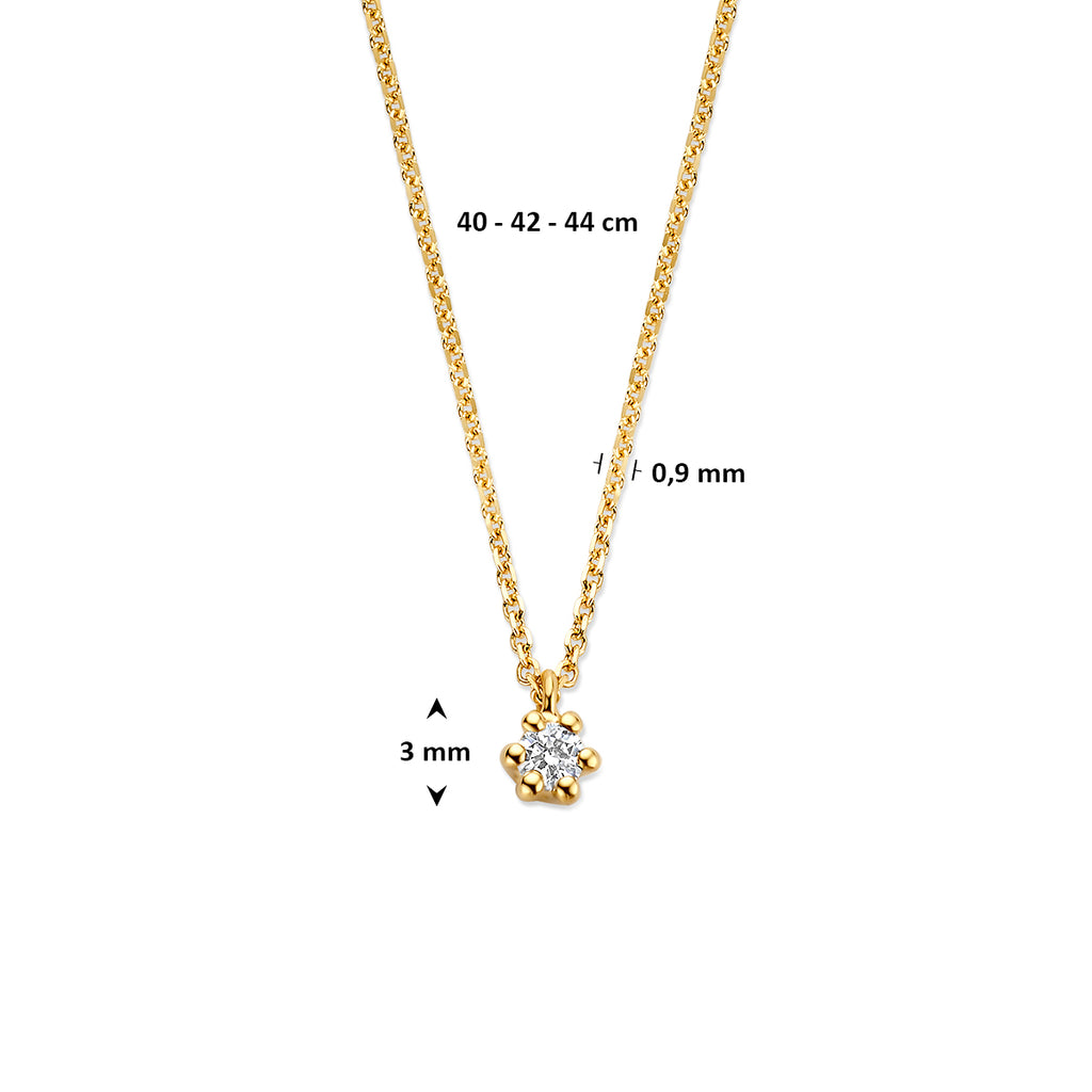 Halskette Lab Grown Diamant 0.05ct G VS 40 - 42 - 44 cm 14K Gelbgold