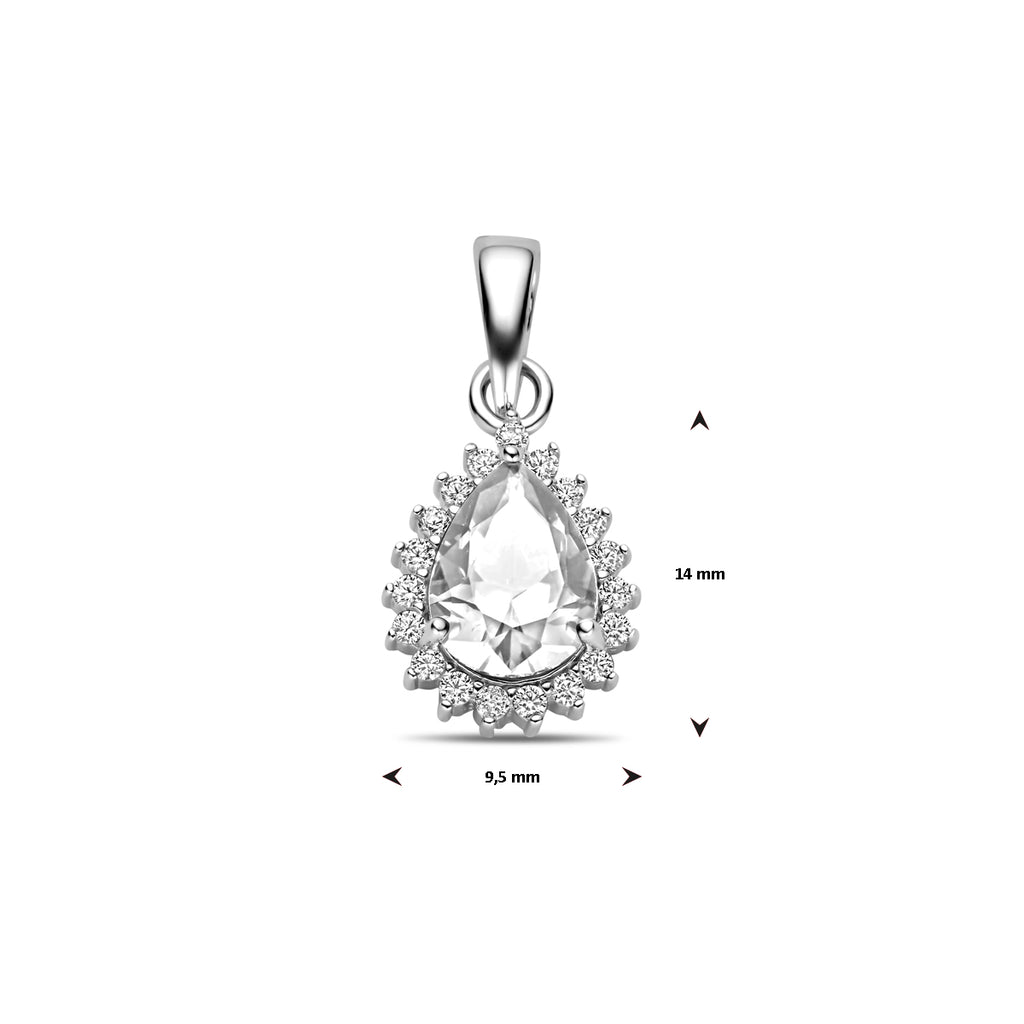 Anhänger Zirkonia Halo 19 mm Silber rhodiniert