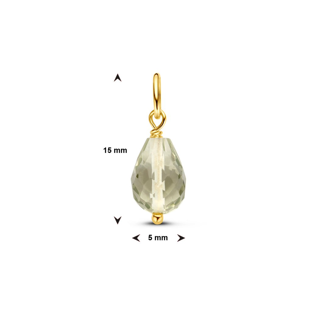 hanger groen amethist 15 mm 14K geelgoud
