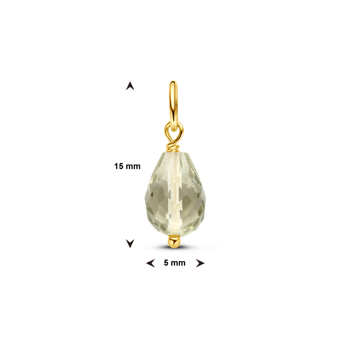 hanger groen amethist 15 mm 14K geelgoud