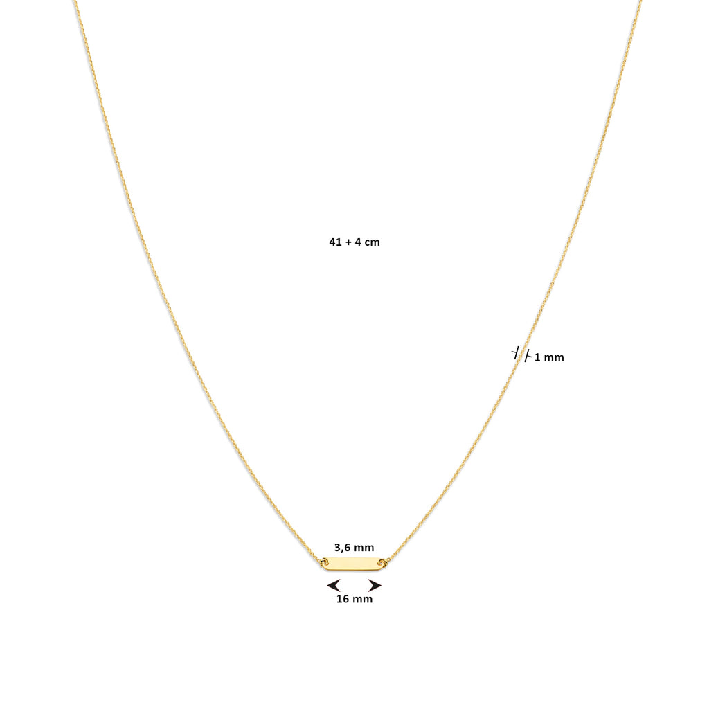 graveercollier plaat 16 mm 41 + 4 cm 14K geelgoud - plaat,buis,spijltje