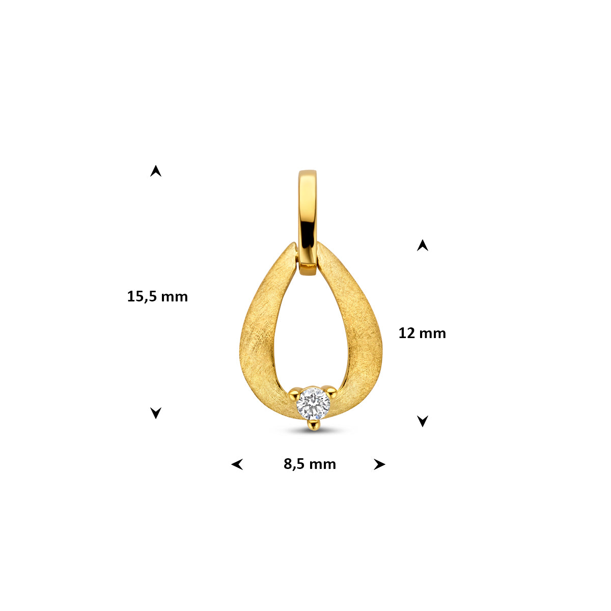 hanger diamant 0.03ct h si 15,5 mm 14K geelgoud