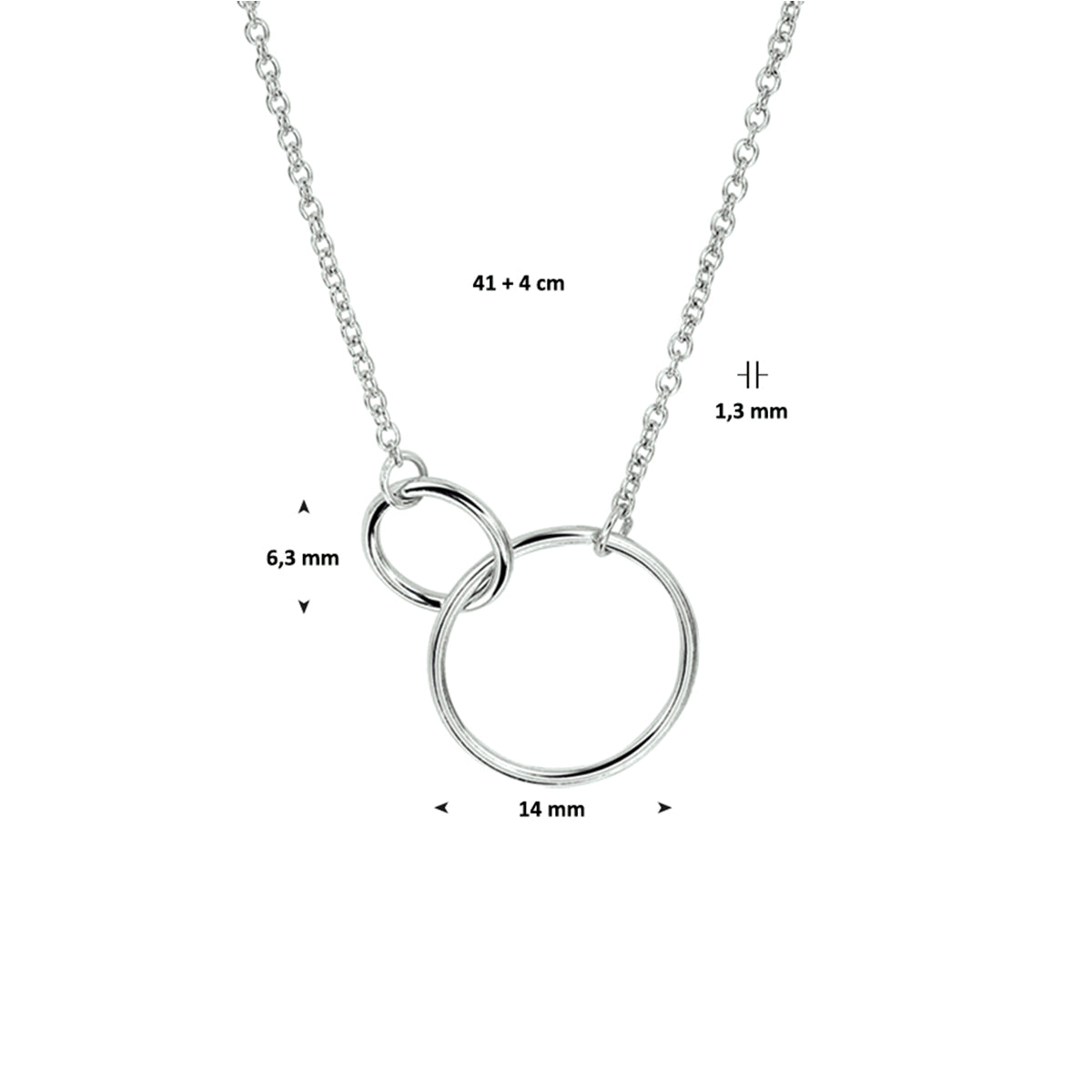 Halskette Kreise 1,2 mm 41 + 4 cm Silber rhodiniert