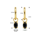 klapoorringen zwart zirkonia 14K geelgoud