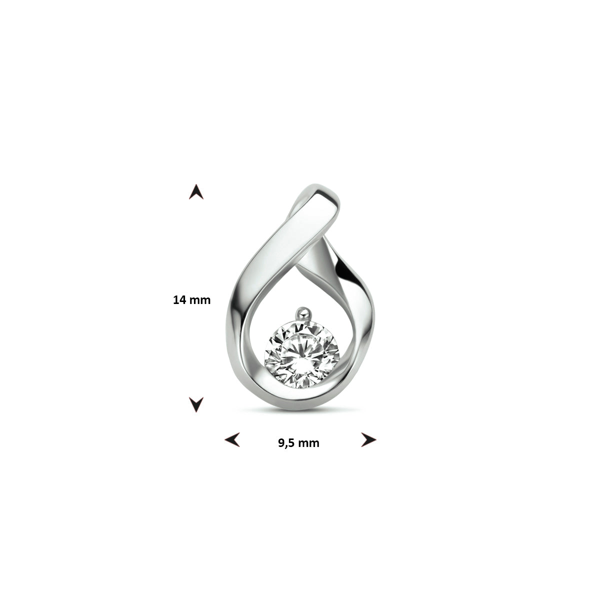 hanger zirkonia zilver gerhodineerd