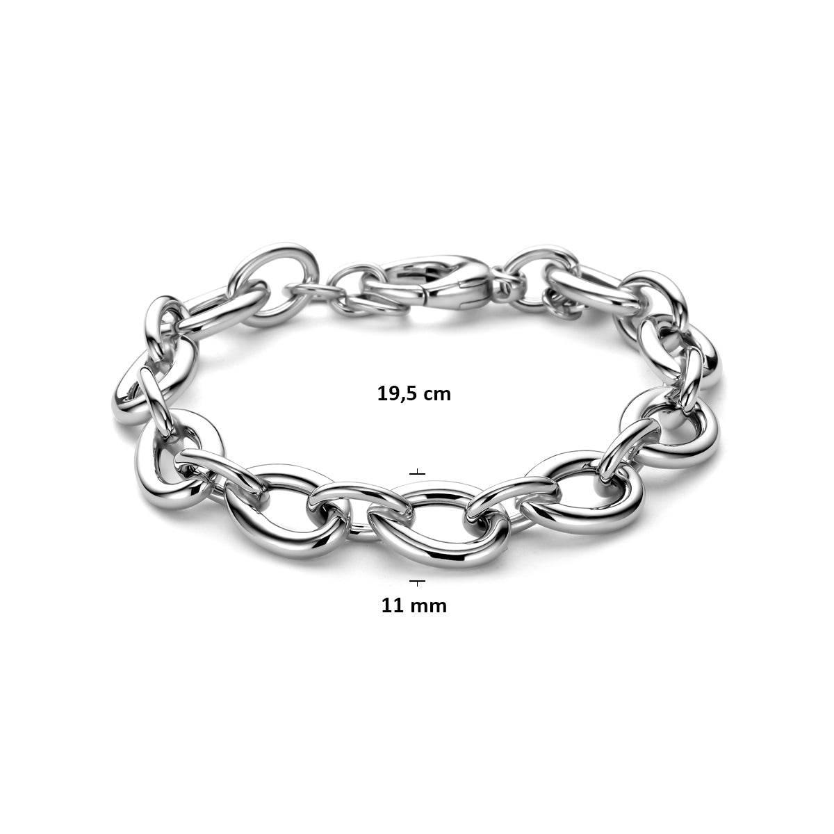 armband 11 mm 19,5 cm zilver gerhodineerd