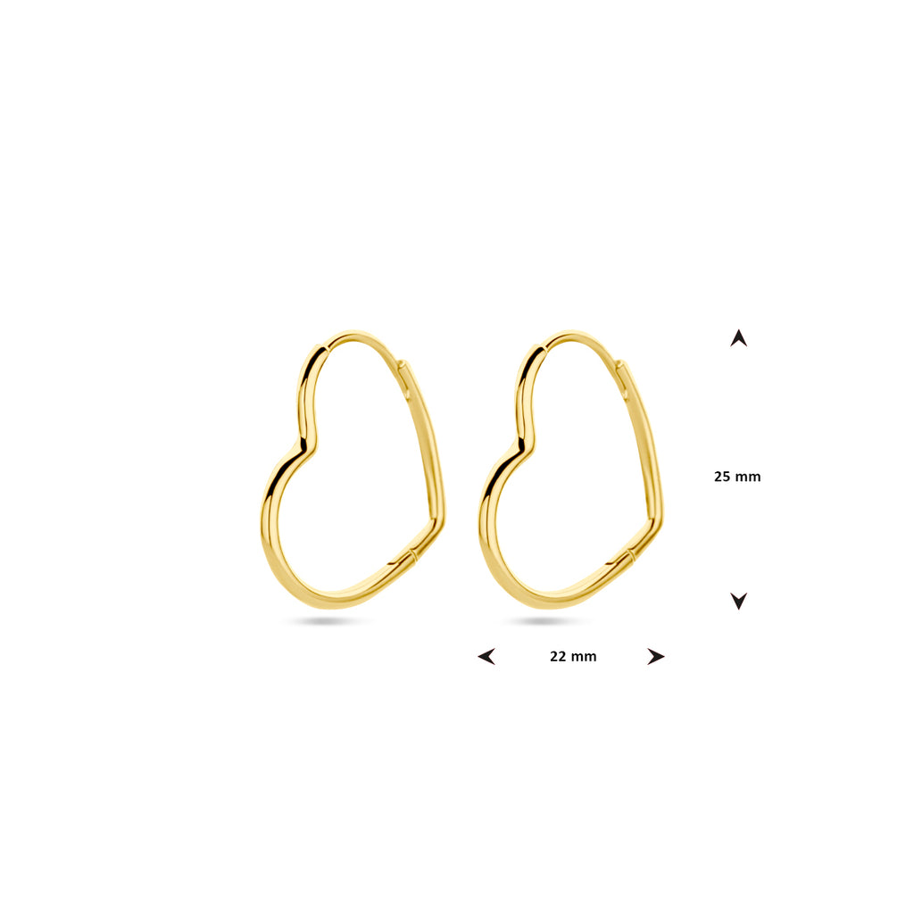 oorringen hart 1 micron zilver verguld (geel)