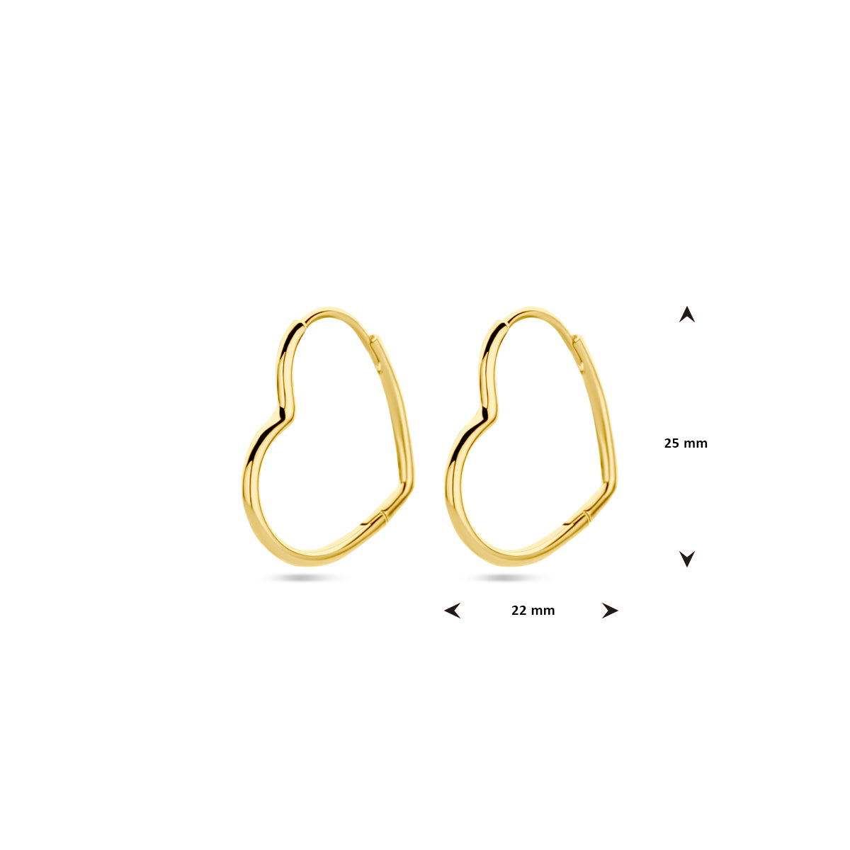 oorringen hart 1 micron zilver verguld (geel)