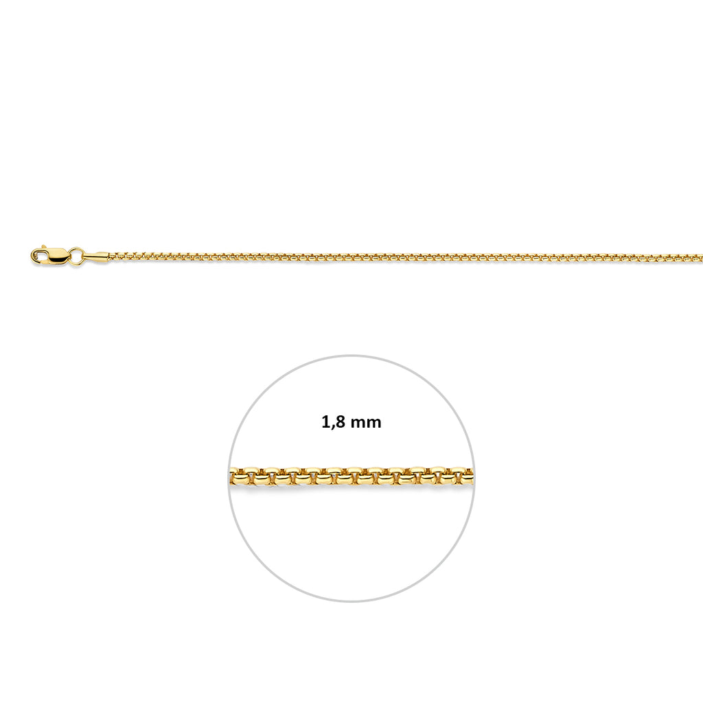 venetiaans 1,8 mm massief Silgold (geel met zilverkern)