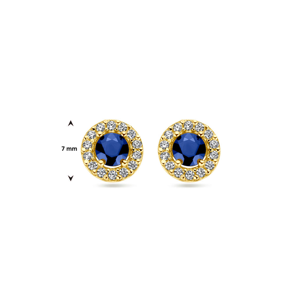 Ohrstecker Saphir und Zirkonia 14K Gelbgold