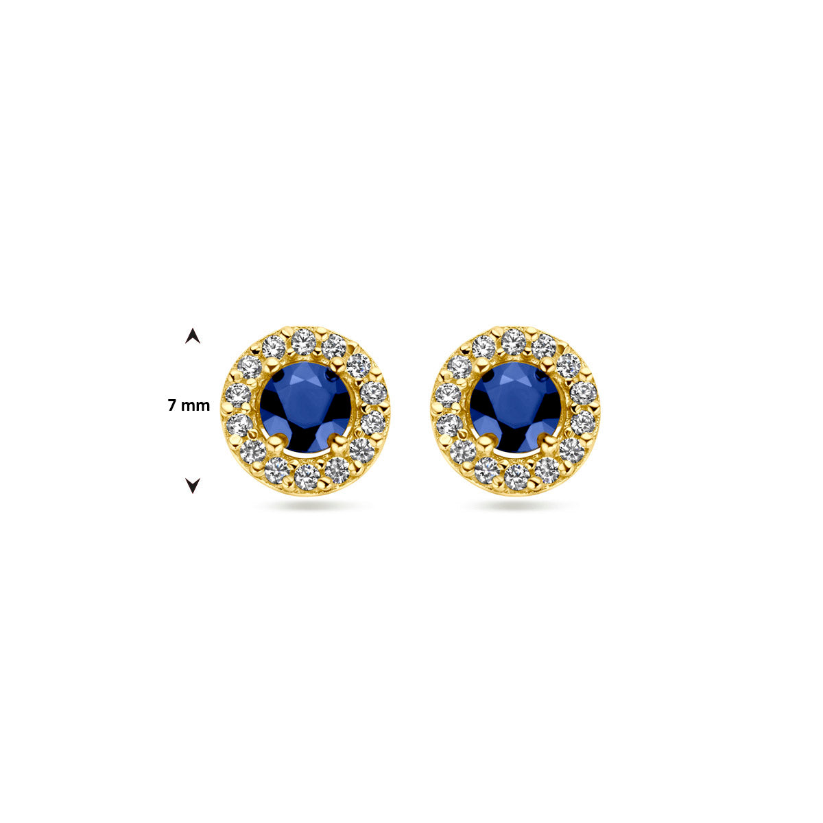 Ohrstecker Saphir und Zirkonia 14K Gelbgold