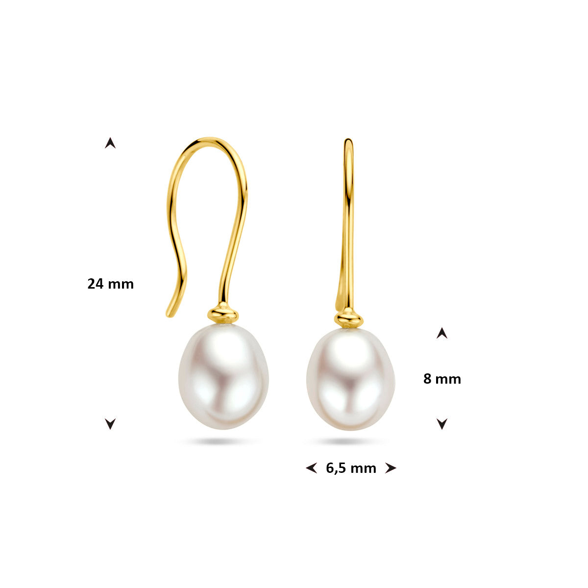 9K Ohrhänger Perle französischer Haken 24 mm 9K Gelb