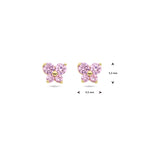 Ohrstecker Schmetterling rosa Zirkonia 14K Gelbgold