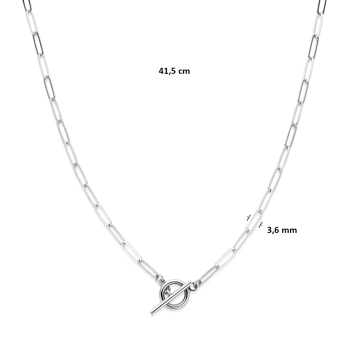 collier kapittelslot 3,6 mm 41,5 cm zilver gerhodineerd