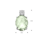 hanger groen amethist en zirkonia 13 mm zilver gerhodineerd