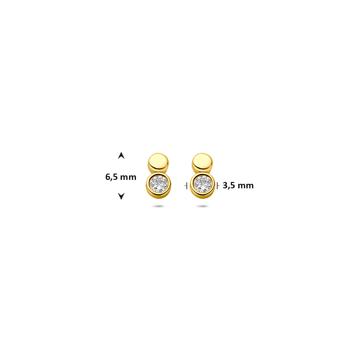 9K Ohrstecker Zirkonia 6,5 mm 9K Gelb