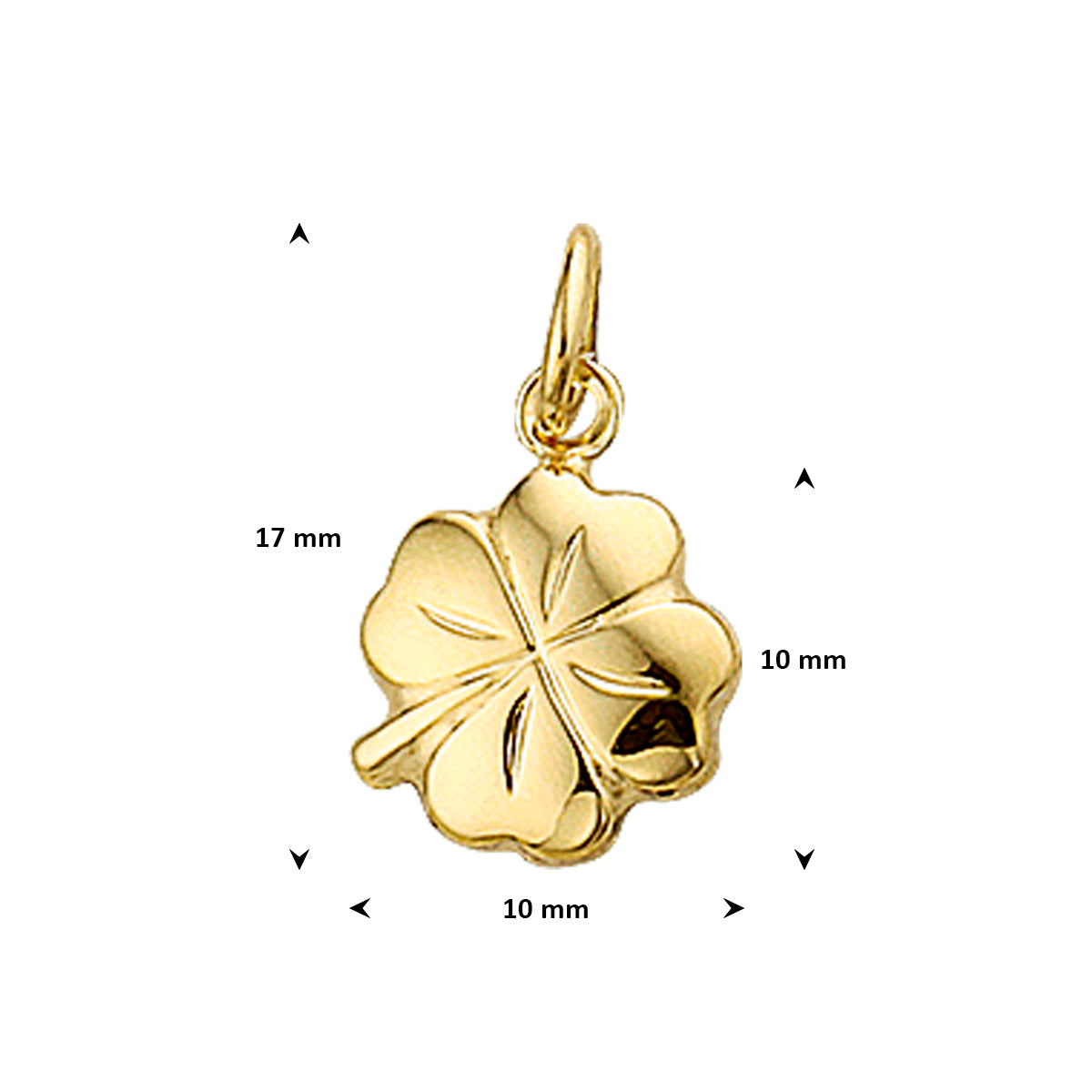 Anhänger Kleeblatt 2-seitig 10 mm 14K Gelbgold