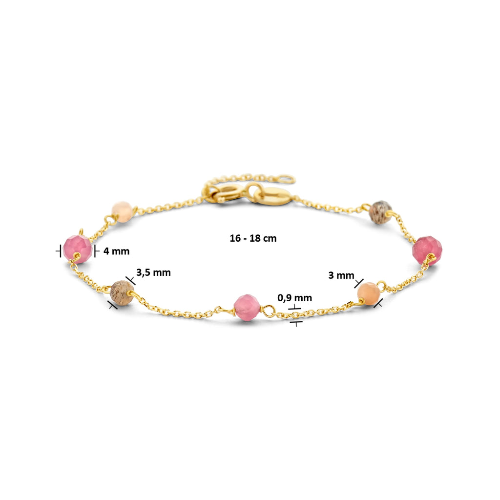 Armband Turmalin 16 - 18 cm 14K Gelbgold