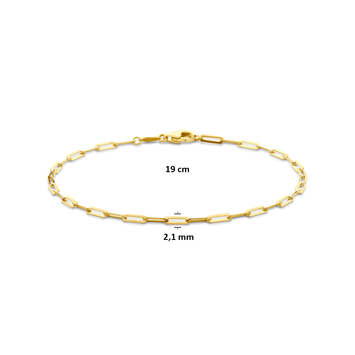 9kt Armband 2,1 mm 19 cm 9Kt Gelb