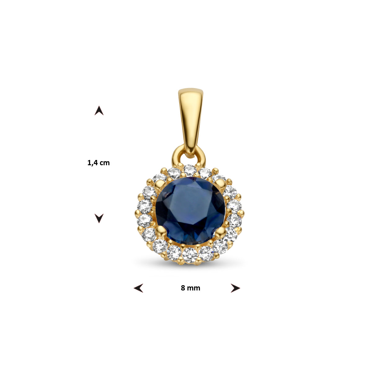 Anhänger Saphir-Zirkonia-Halo 14K Gelbgold